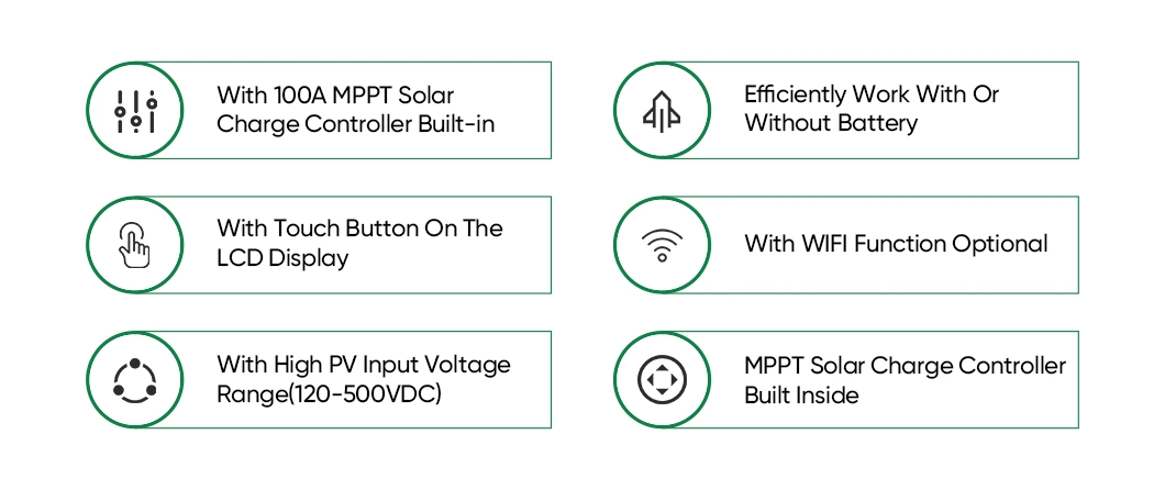 Sunpal 12V 24V 48V Single Phase off Grid Hybrid Solar Inverter Work Without Battery