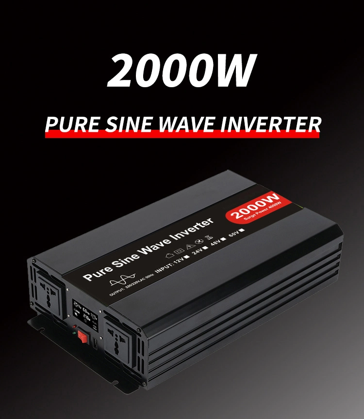 2000W 12V/24V/48V DC to AC 110V/220V/230V Pure Sine Wave Solar Power Inverter