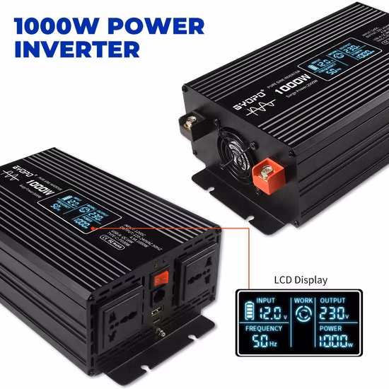 Invertitore di potenza solare per auto a onda sinusoidale pura da 2000 W 12 V/24 V/48 V CC a CA 110 V/220 V